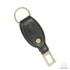 Leather keyring with snap hook and ring Black