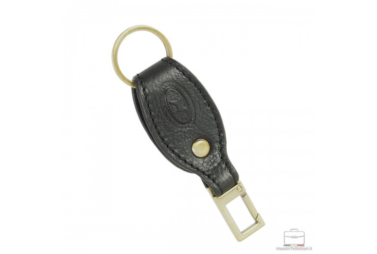 Schlüsselanhänger mit Karabinerhaken aus Leder Schwarz