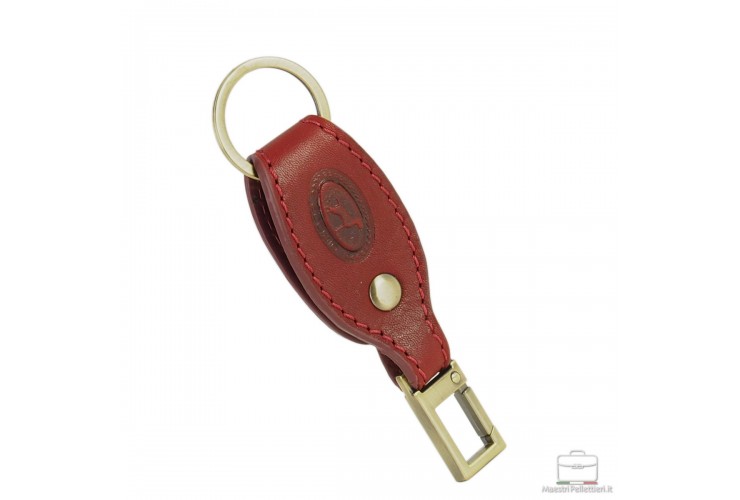 Leather keyring with snap hook and ring Red Leather keyring with snap hook and ring Red