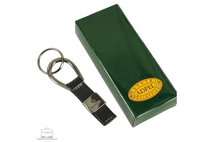 Keyring in leather vintage art.02 Black Keyring in leather vintage art.02 Black