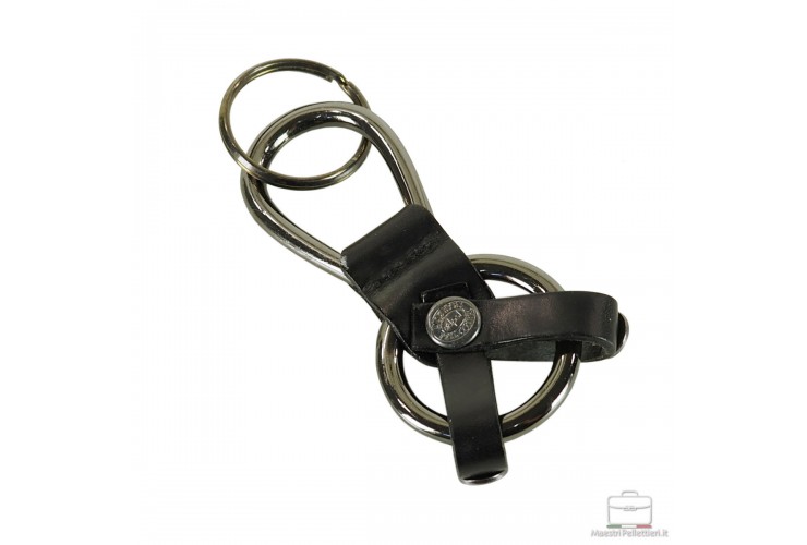 Keyring in leather vintage art.03 Black Keyring in leather vintage art.03 Black