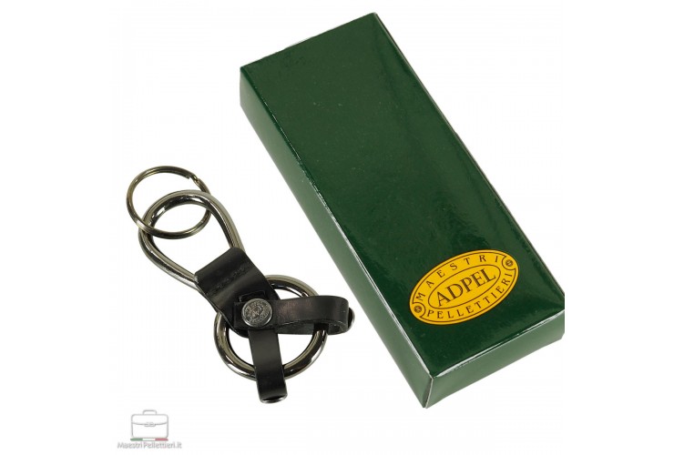 Keyring in leather vintage art.03 Black Keyring in leather vintage art.03 Black