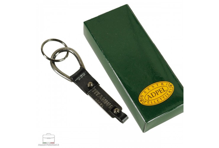 Keyring in leather vintage art.04 Black Keyring in leather vintage art.04 Black