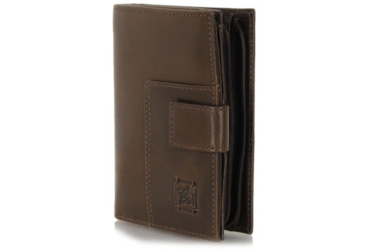 Women's bifolder wallet in soft leather with outer zip Brown/Coffee shiny