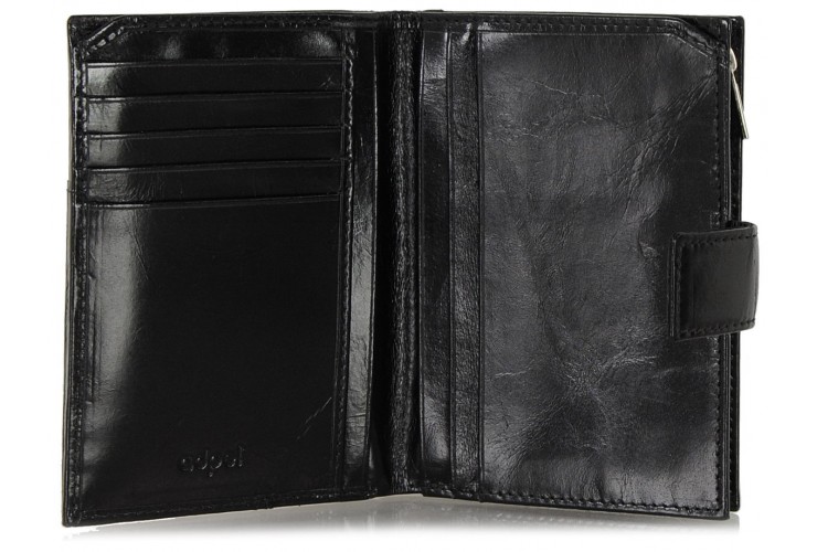 Women's bifolder wallet in soft leather with outer zip Black shiny