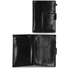 Women's bifolder wallet in soft leather with outer zip Black shiny