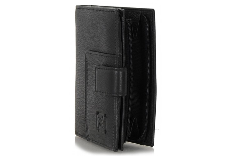 Women's bifolder wallet in soft leather with outer zip Black