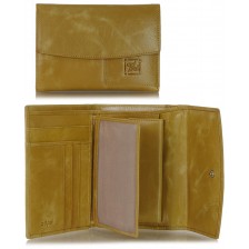 Women's trifolder wallet in soft leather, flap closure Beige/Sesame