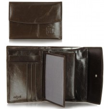 Women's trifolder wallet in soft leather, flap closure Coffee/Brown