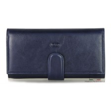 Women's long folding wallet with 4 gussets, zips and credit cards - Vegetable leather Blue