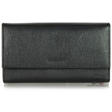 Women's wallet colorful with gusset in black leather Saffiano