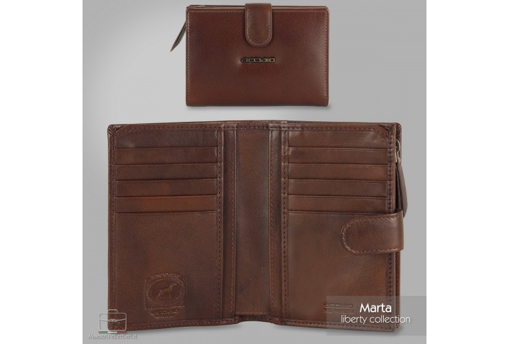 Women's leather wallet with zip "Marta" Brown/Chestnut Women's leather wallet with zip "Marta" Brown/Chestnut
