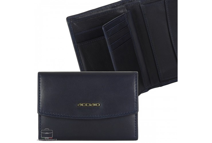 Portafoglio donna in cuoio Blu Nicole Portafoglio donna in cuoio Blu Nicole