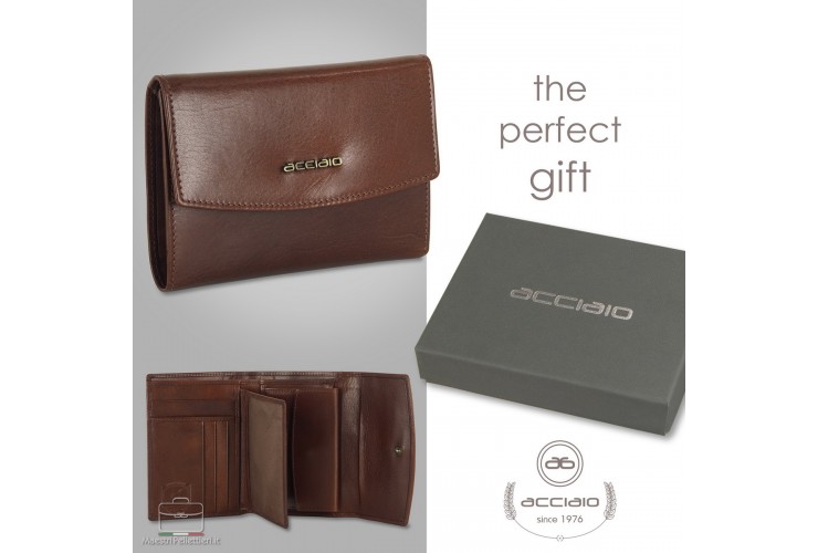 Women's leather wallet classic "Nicole" Brown/Chestnut Women's leather wallet classic "Nicole" Brown/Chestnut