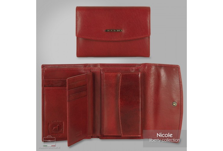 Portafoglio donna in cuoio Rosso Nicole Portafoglio donna in cuoio Rosso Nicole