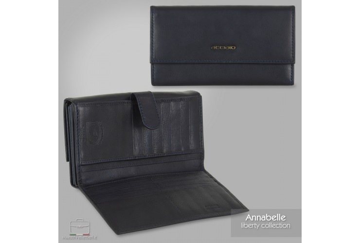 Women's leather wallet large "Annabelle" Blue Women's leather wallet large "Annabelle" Blue