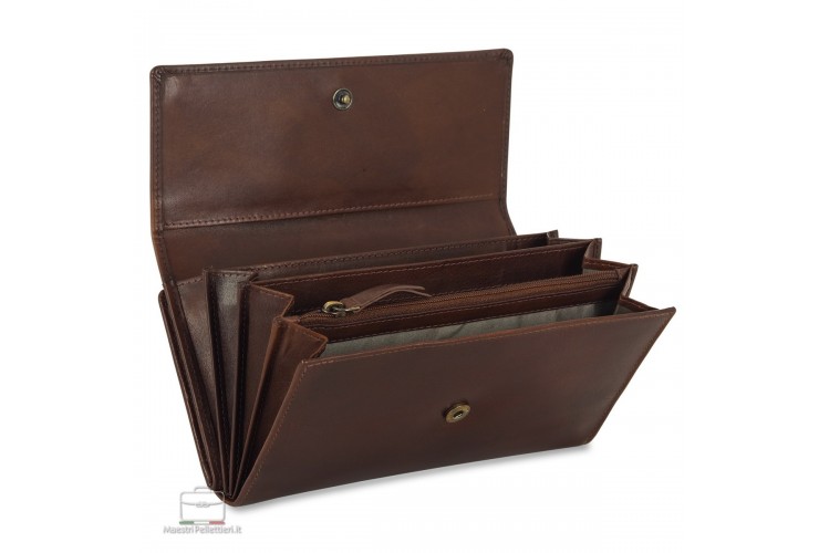 Women's leather wallet large "Annabelle" Brown/Chestnut