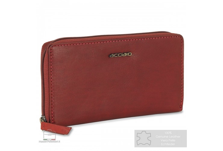 Women's leather wallet zip around "Lauren" Red Women's leather wallet zip around "Lauren" Red