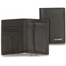 Men's breast pocket vertical wallet with coin purse in leather Brown