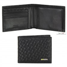 Men's wallet with coin box and 4cc braided leather Black