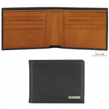 Men's wallet carbon leather 8cc Black
