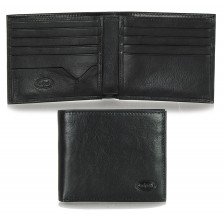 Men's leather small wallet, handy coinholder 8 cards mem-card - Italian vegetable black leather