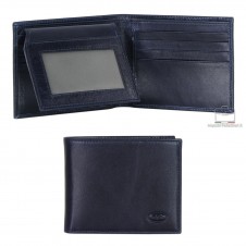 Men's leather wallet 12 cards flap Italian vegetable leather Blue