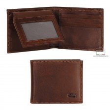 Men's leather wallet 12 cards flap Italian vegetable leather Brown/Chestnut
