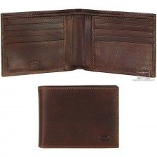 Men's leather bifold wallet, 8 cards ID docs - Italian vegetable leather Chestnut