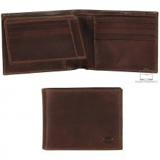 Men's leather wallet, 11 cards ID's and Flap - Italian vegetable leather Brown