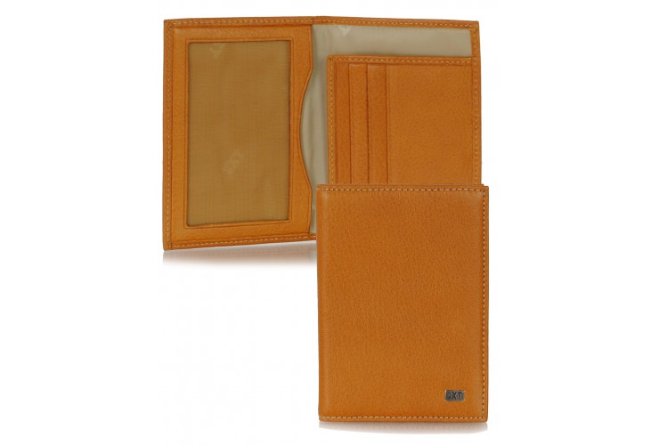 Men's slim wallet, 3 cards and IDs, in Italian vegetable leather Honey