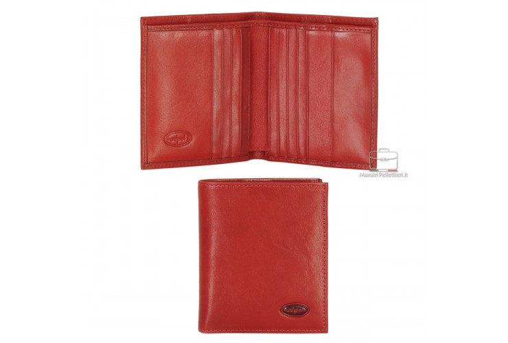 Men's small wallet full-leather multiple cards Red