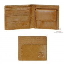 Pocket men's wallet leather-combination card coin Amber/Cognac