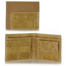 Men's wallet leather-combination 3 cards coinpocket and zip Sesame/Taupe