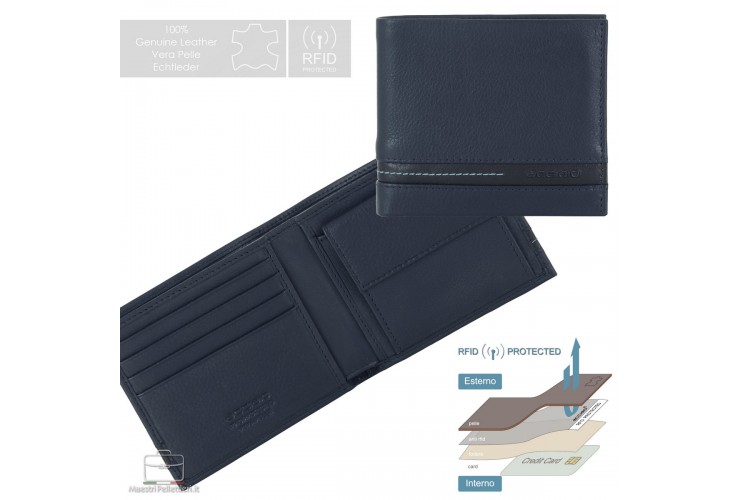 Kleine Herren-Portmonee aus Blau Leder mit Münzfach Kleine Herren-Portmonee aus Blau Leder mit Münzfach