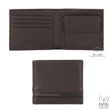 Men's small wallet in Brown leather with coin pocket Men's small wallet in Brown leather with coin pocket