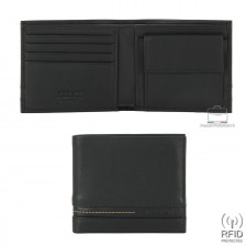 Kleine Herren-Portmonee aus schwarzem Leder mit Münzfach Kleine Herren-Portmonee aus schwarzem Leder mit Münzfach
