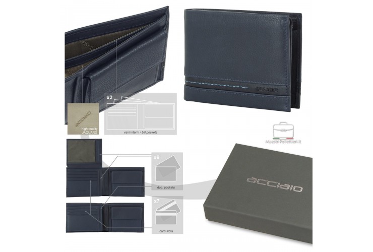 Men's classic wallet in leather Urban with coin pocket and ID Flap Men's classic wallet in leather Urban with coin pocket and ID Flap
