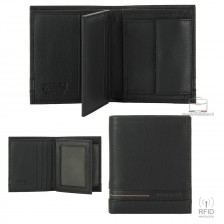 Portafoglio mini da uomo in pelle con portamonete e aletta Nero Portafoglio mini da uomo in pelle con portamonete e aletta Nero