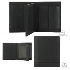 Portafoglio mini da uomo in pelle con portamonete e aletta Nero Portafoglio mini da uomo in pelle con portamonete e aletta Nero