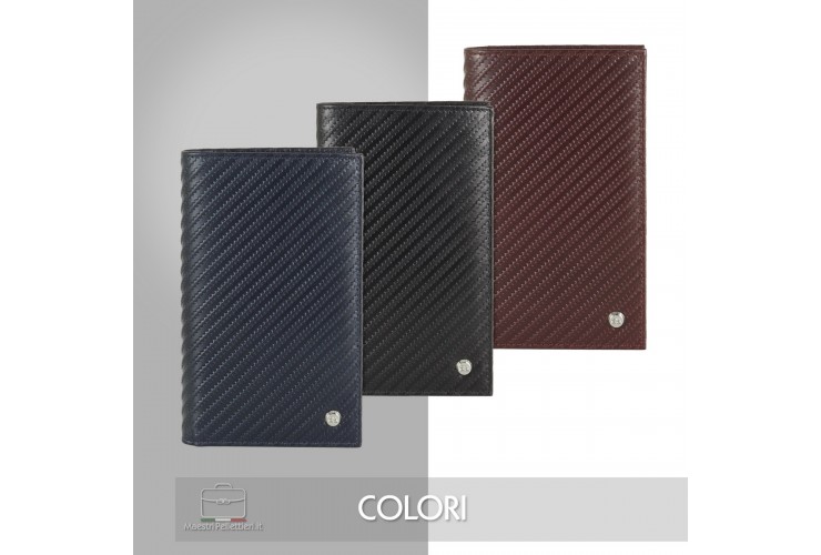 Men's vertical long wallet in Twist leather Burgundy, 16 credit cards | Acciaio Men's vertical long wallet in Twist leather Burgundy, 16 credit cards