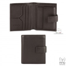 Portafoglio piccolo pelle 3cc portamonete linguetta Rfid Marrone Portafoglio piccolo pelle 3cc portamonete linguetta Rfid Marrone