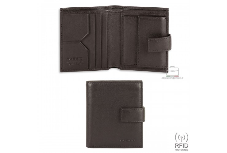 Herren kleine portemonnaie mit druckknopf und Rfid aus leder Braun Herren kleine portemonnaie mit druckknopf und Rfid aus leder Braun