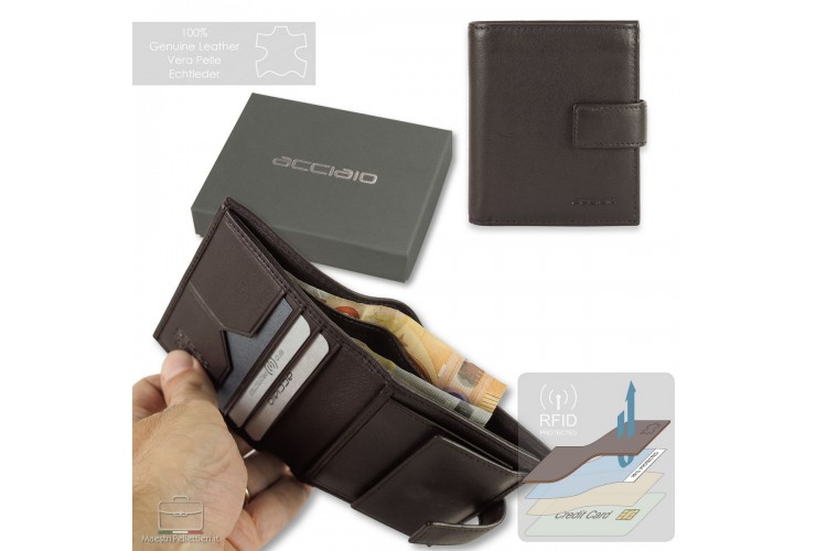 Herren kleine portemonnaie mit druckknopf und Rfid aus leder Braun Herren kleine portemonnaie mit druckknopf und Rfid aus leder Braun