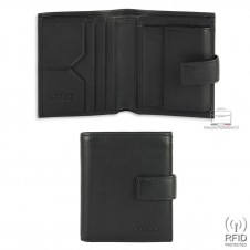 Herren kleine portemonnaie mit druckknopf und Rfid aus leder Schwarz Herren kleine portemonnaie mit druckknopf und Rfid aus leder Schwarz