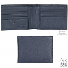 Men's leather RFID wallet, billfold 8 cards Blue