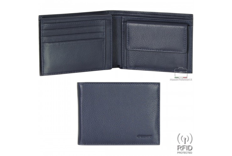 Urban Forest Portafoglio Uomo In Pelle Vintage Blu – Piccolo Compatto Con RFID – Regalo Con Scatola - 2