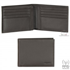 Men's rfid wallet in soft leather with 12cc flap Brown
