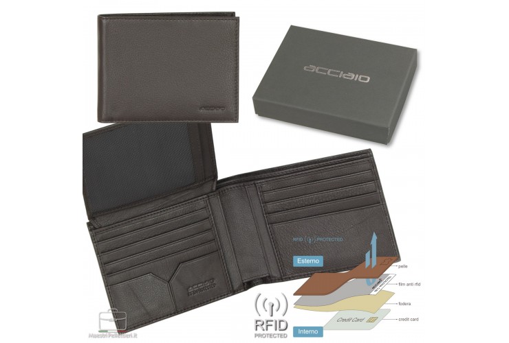 Herren rfid Portmonee aus weiches leder 12kk patte Braun Herren rfid Portmonee aus weiches leder 12kk patte Braun