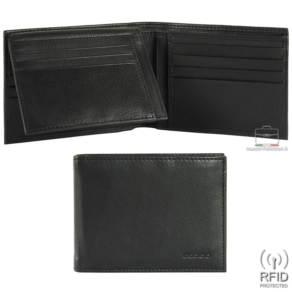 RFID geeignet Herren Hohe Qualität weiches schwarzes Leder Portemonnaie mit &